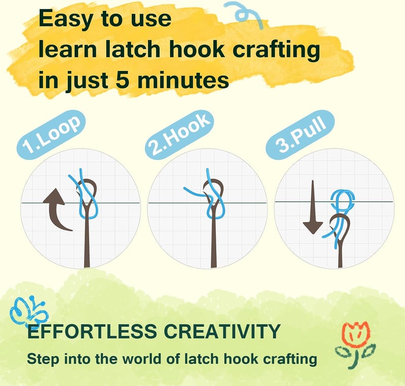 LUDOTEK Colorful Dog Latch Hook Kits for Adults Beginners Cute Animals Latch Hook Pillow Kit Pre-Printed Latch Hook Rug Kits Cross-Stitch Embroidery Cushion for Home Sofa Decoration 17x17 in. - Image 4